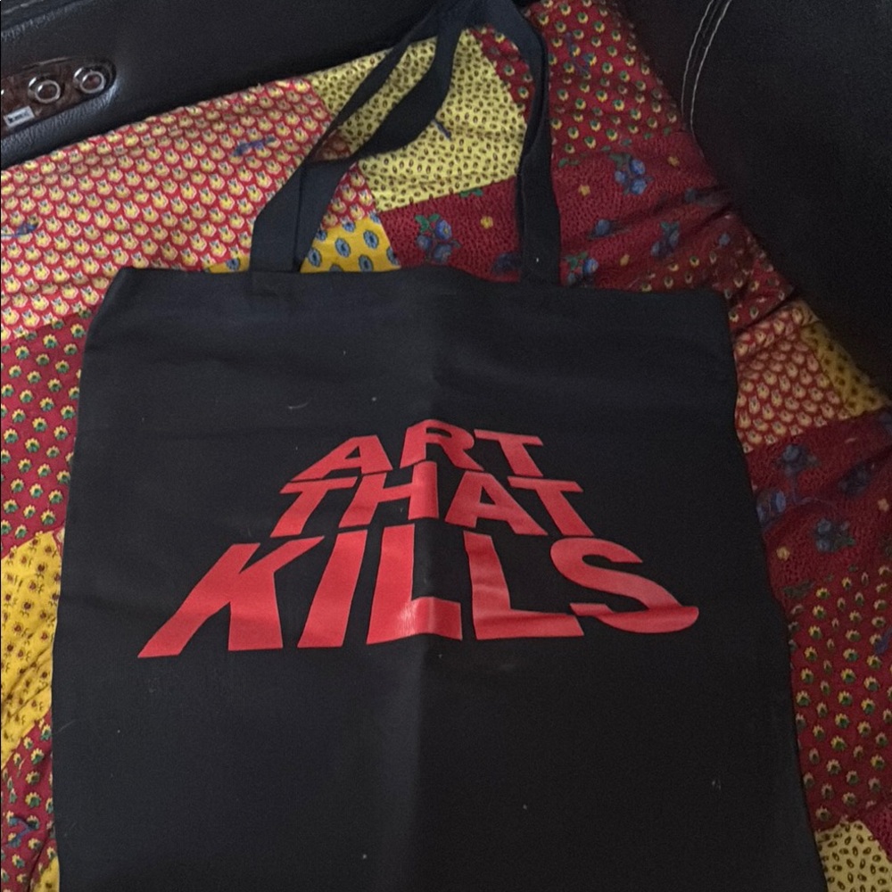 Black and Red Graphic Tote Bag